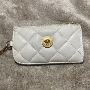 Versace White Leather Card Holder with Gold Detail